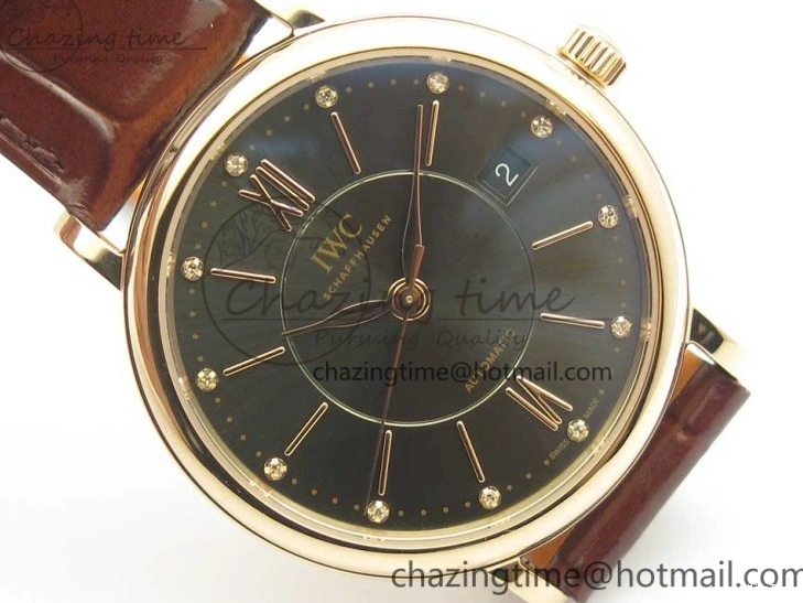 MIROTIME 0419 SportInspired Portofino IW458101 RG MK 1:1 Best Edition Gray Dial On Brown Leather Strap MIYOTA 7165